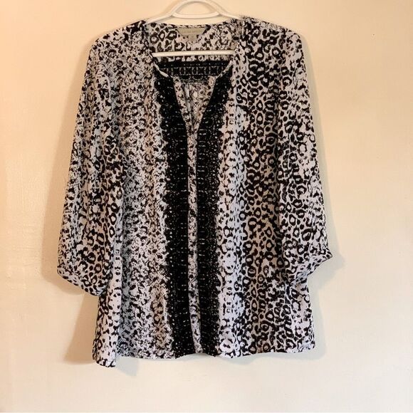 Laura Ashley Blouse Button Up Lace Detail 3/4 Sleeves Top Sz Medium Gorgeous - Picture 1 of 9